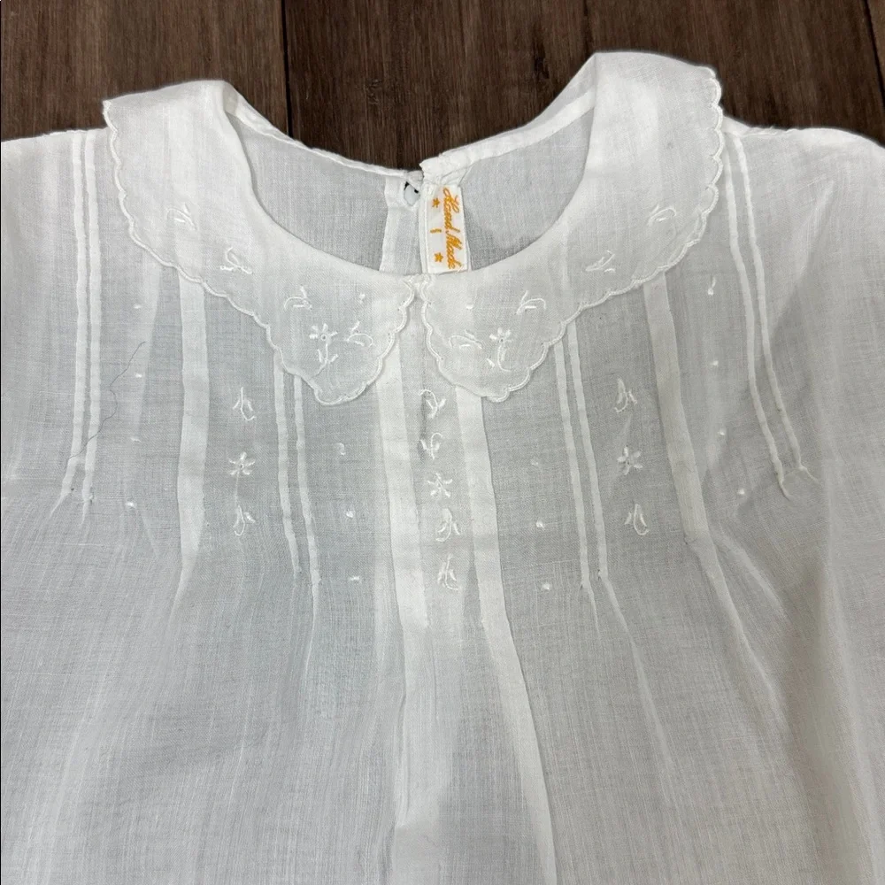 White Embroidered Short Sleeve baby dress‎ handmade